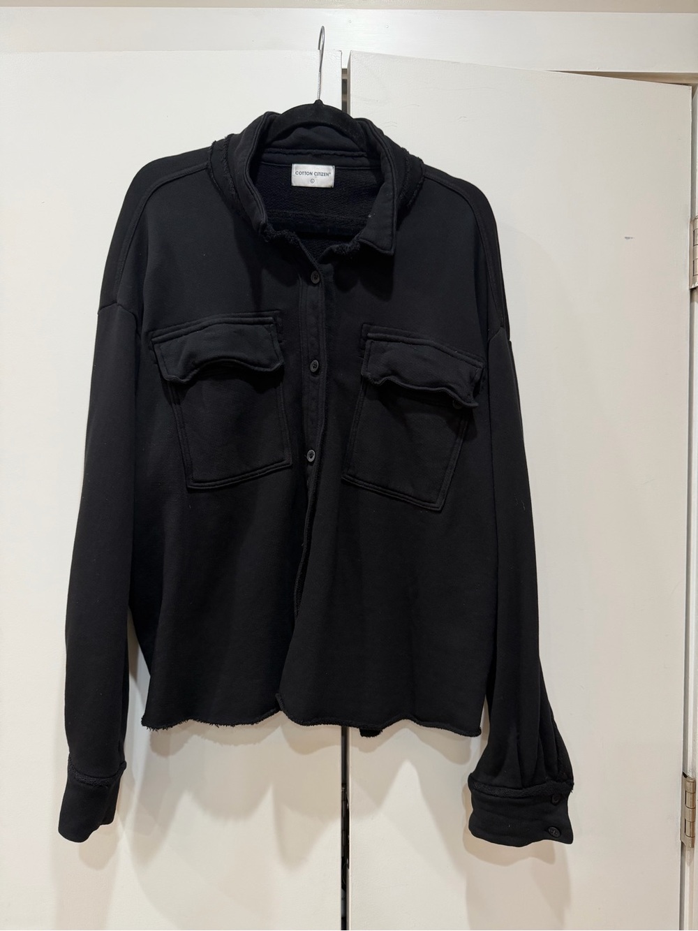 Cotton Citizen Brooklyn Utility Shirt Jacket Shacket Vintage Black Sz L  Terry